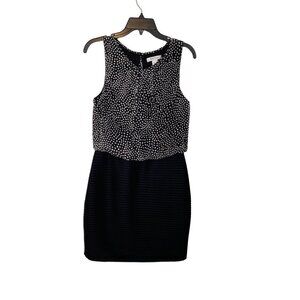 WHITE HOUSE BLACK MARKET WOMEN'S BLACK AND WHITE BLOUSON DRESS SZ 10